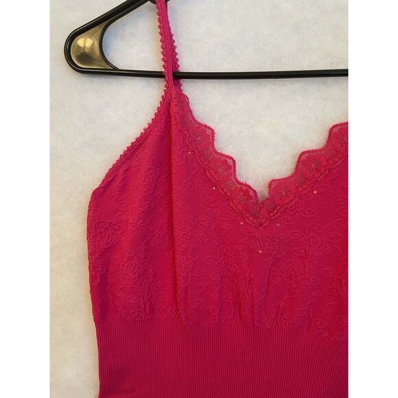 Express Y2K Vintage‎ Size M/L Pink Fitted Babydoll Cami Tank Top Rhinestone Lace - Picture 12 of 12